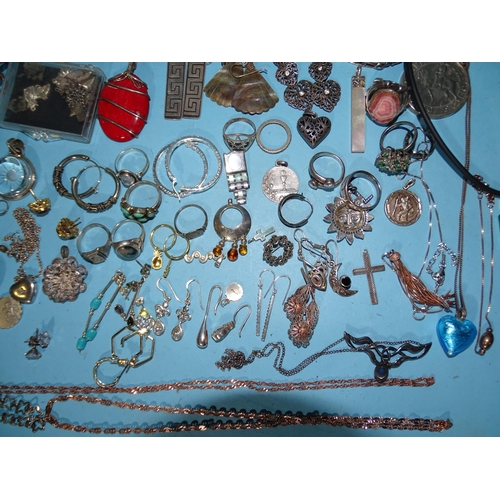 217 - A small quantity of gold-plated silver jewellery, silver and white metal jewellery, (some stone-set)... 