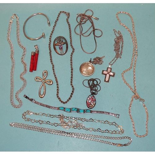 225 - A quantity of silver jewellery, all marked '925', to include neck chains, pendants, bracelets, etc, ... 