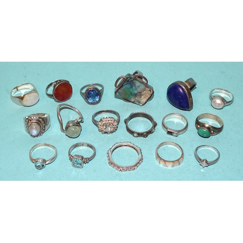 226 - A quantity of gem-set 925-silver rings, (17), gross weight 85.9g.