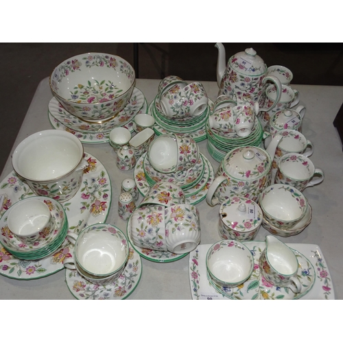 90 - Approximately eighty pieces of Minton 'Haddon Hall' tea, coffee and dinner ware.