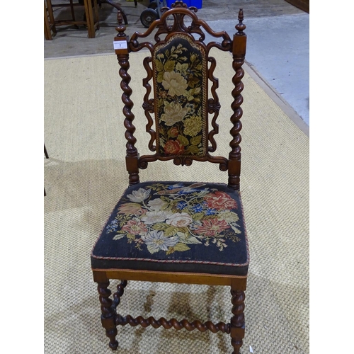 7 - An Edwardian mahogany fold-over card table, a walnut prie deux chair, (a/f), a walnut two-door hangi... 