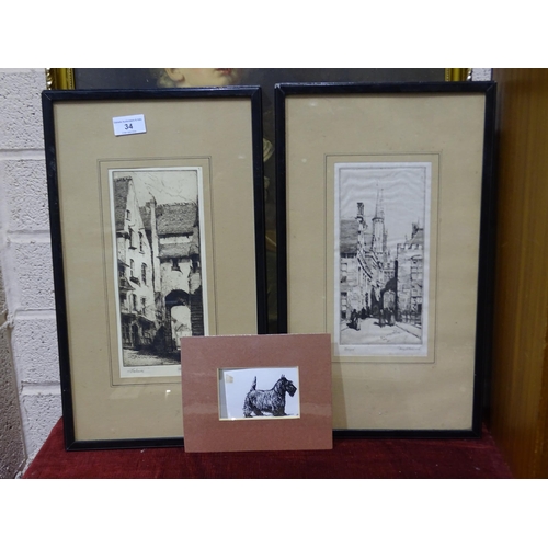 34 - John Musgrave-Wood (Emmwood), two ink and wash cartoon drawings 