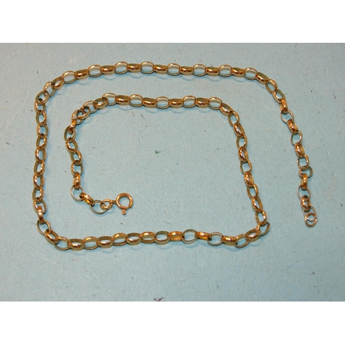 107 - A 9ct belcher-link necklace, 37.5cm, 4.2g.