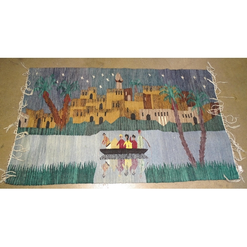 106 - Two Egyptian scenic wool rugs, 172 x 100cm, (2).