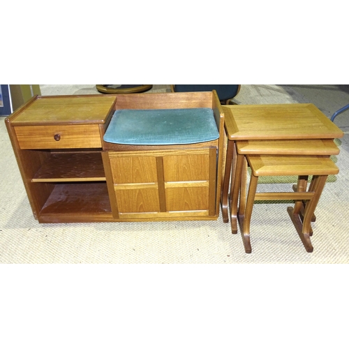 3 - A nest of three Parker Knoll occasional tables and a mid-20th century teak telephone seat, (2).... 