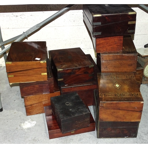 45 - A large collection of mainly mahogany, walnut and rosewood boxes, (all without interior fitments).... 