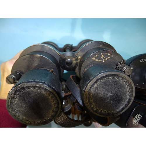 80 - A collection of five pairs of binoculars: Barr & Stroud 7x CF41, serial no.54305, (no case), Ker... 