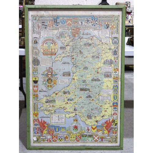 88 - An Historical map of Wales and Monmouth, colour printed map by John Bartholomew & Son Ltd, Edinb... 