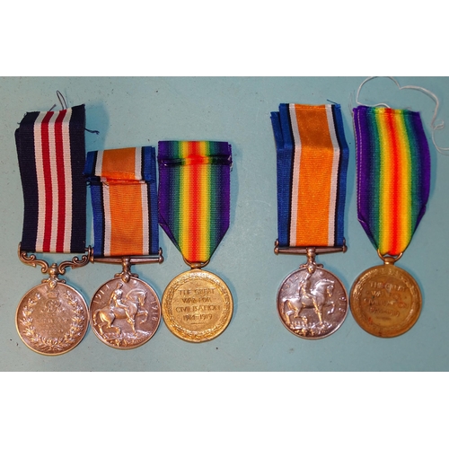 177 - A WWI Military Medal, British War and Victory medals awarded to T1-3720 Sjt W A Sanders 18/DT ASC, w... 