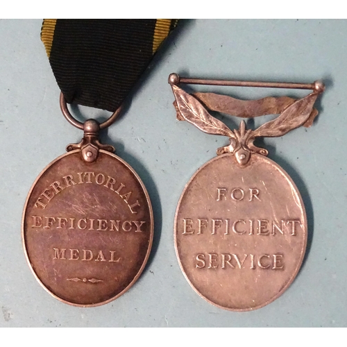 186 - A Territorial Efficiency Medal, GVR, awarded to 1417714 DVR. W F Hoare RFA and an Efficiency Me... 