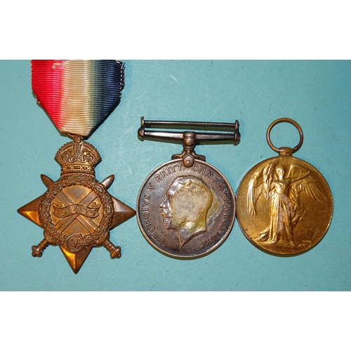 191 - A family group of medals, WWI trio: 1914-15 Star, British War and Victory medals awarded to 343427 C... 