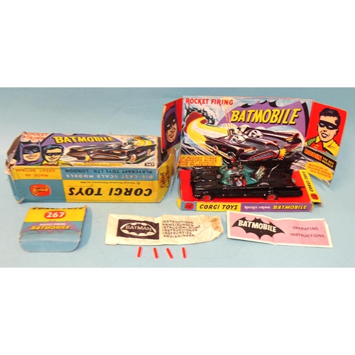 243 - Corgi Toys, no.267 Batmobile, boxed with figures, four rockets in pocket, operating instructions and... 