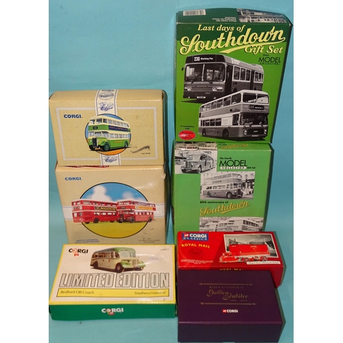 258 - Corgi, 97052 Guy Arab/Leyland Atlantean, Devon General boxed set, other boxed diecasts, mainly buses... 