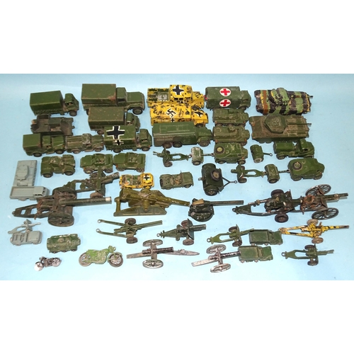 264 - Britains, Dinky, Lone Star and others, a quantity of military diecasts, all play-worn, (some repaint... 