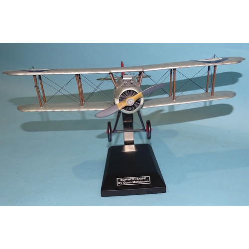 335 - Thomas Gunn Miniatures, Sopwith Snipe, late silver version, (boxed, with stand).