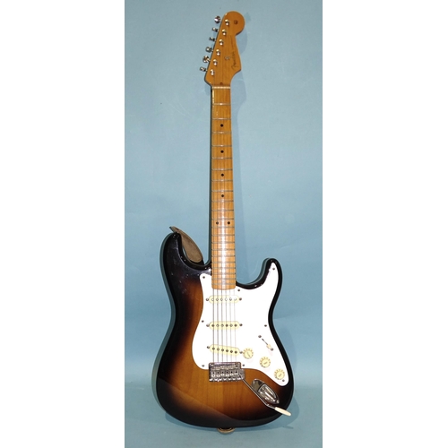 470 - A Fender Stratocaster with original contoured body, made in Mexico, (with synchronised tremolo), woo... 