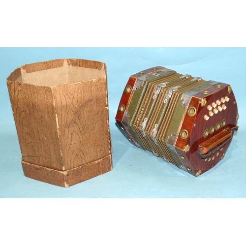 480 - A twenty-key concertina, possibly German-made, (box a/f).