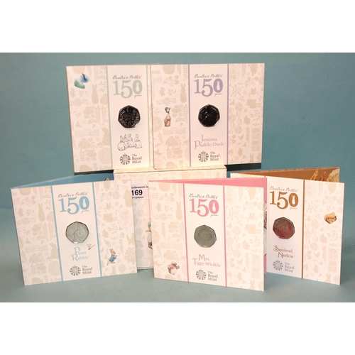 169 - The Royal Mint, a collection of four 2018 Celebrating Beatrix Potter and Her Little Tales silver pro... 