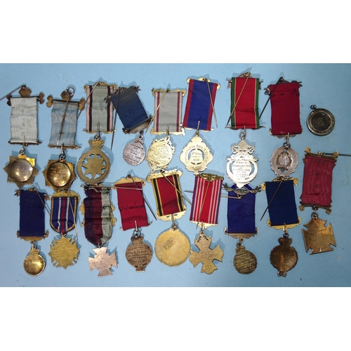 204 - Masonic, a collection of RAOB breast jewels, silver-gilt and enamel breast jewels, some with gilt-me... 