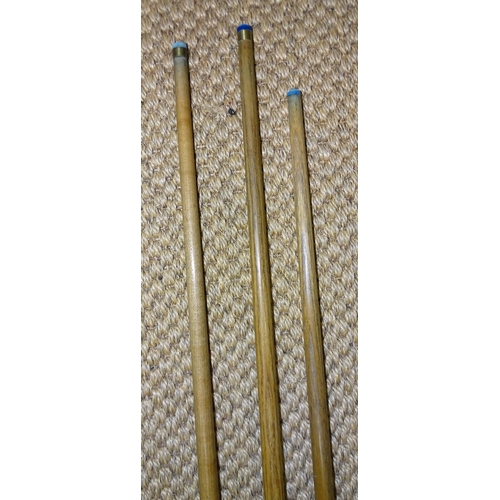 356 - A collection of three snooker cues: 