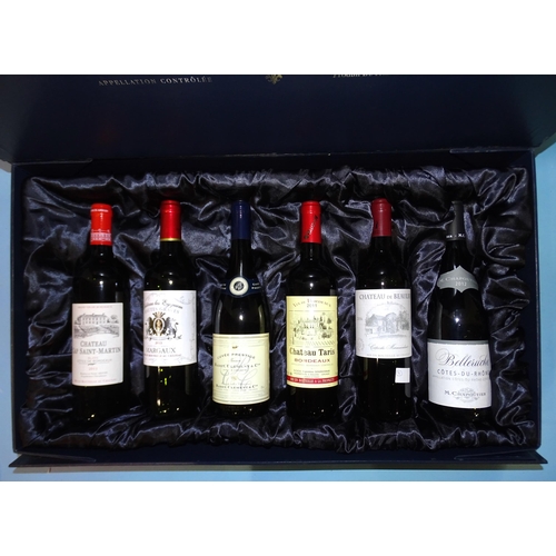 511 - A Vinter's Selection box containing six French red wines.