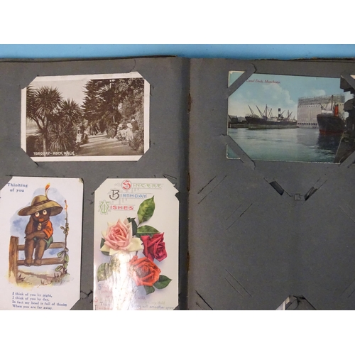 90 - An album of approximately 170 postcards, many addressed to the Curtis Family, 27 Queen St, Plymouth,... 