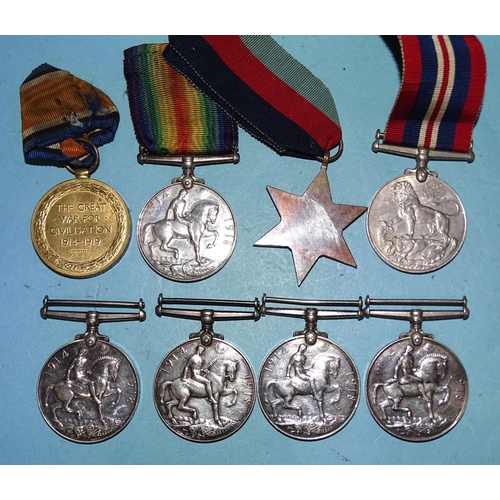 188 - A WWI pair, British War and Victory Medals awarded to G-24561 Pte S Life R W C Kent R., three named ... 