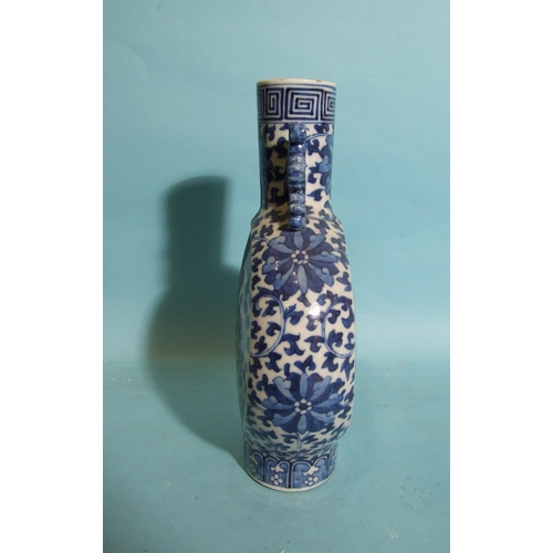 218 - A 19th century Chinese blue and white 'Dragon' moon flask, (slight bruise to rim), 26cm high.... 