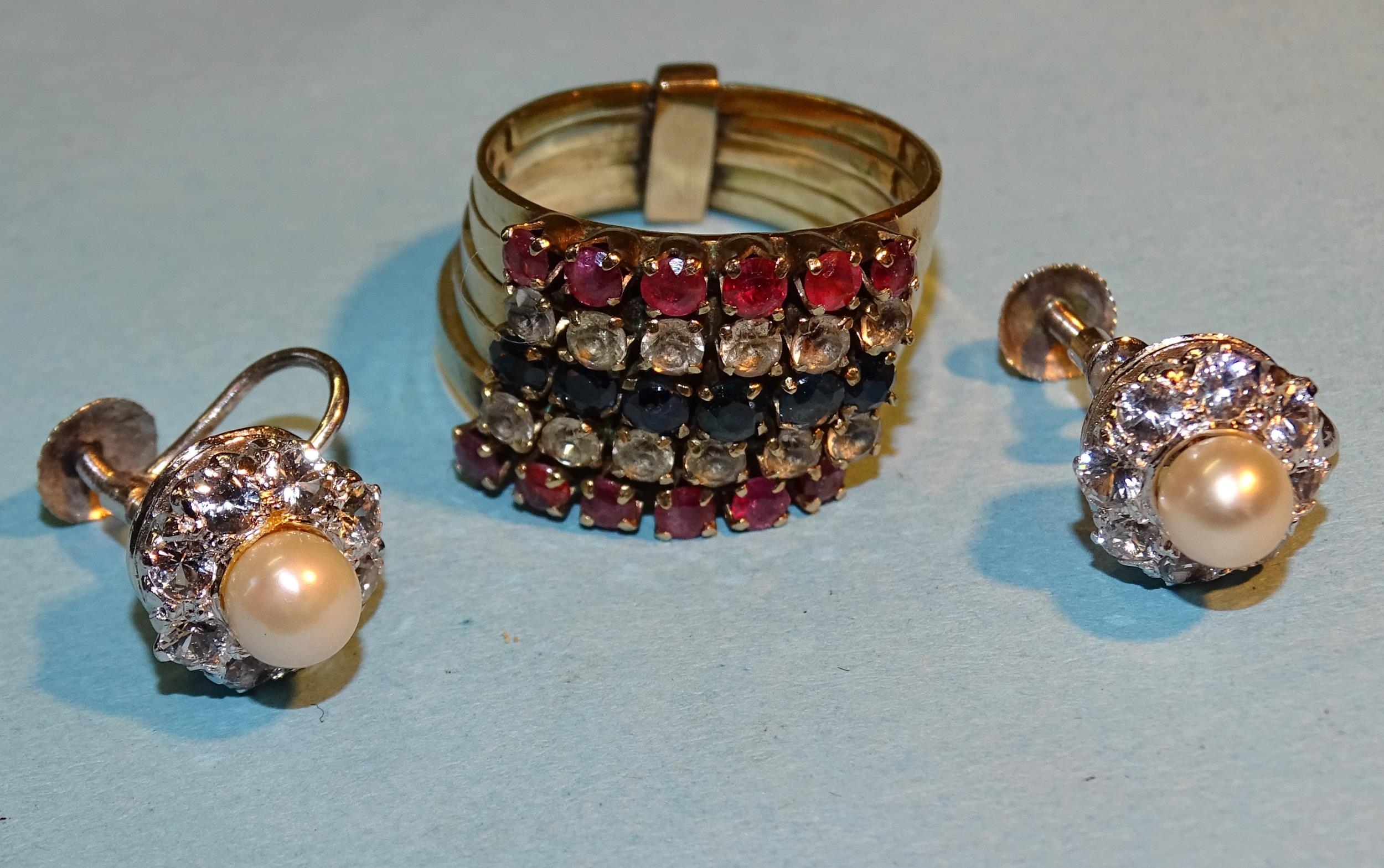 A pair of cultured pearl and synthetic w...