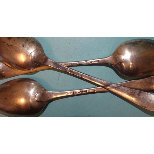 579 - A collection of ten 18th century silver tablespoons, two dated 1731 and three dessert spoons, ___22o... 