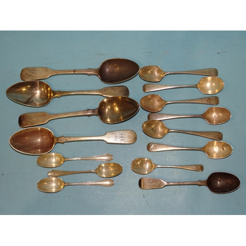 612 - A collection of 19th century and later silver spoons, various makers and dates, ___11.4oz.... 