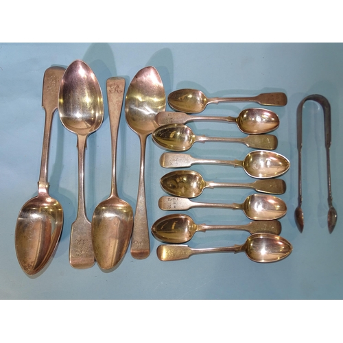 619 - A collection of silver Exeter hallmarked spoons, including two George III tablespoons, 1810, 1811, m... 