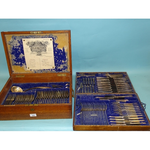 624 - An Elkington & Co. canteen of silver flatware, comprising: 24 table forks, 12 dessert forks, 12 ... 