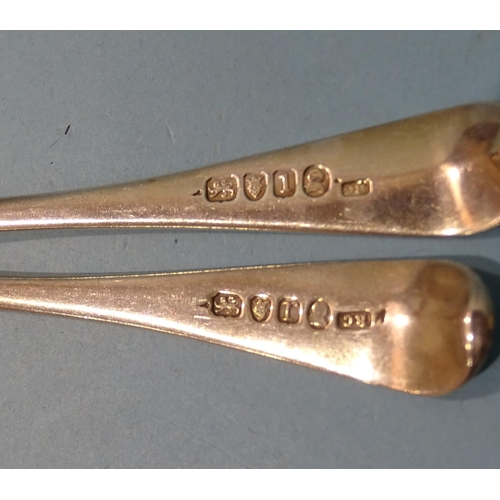 639 - Six Georgian Old English pattern tablespoons, various dates and makers, ___6.9oz.