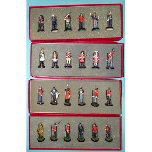 205 - Four finely-painted sets of six each lead soldiers, mainly by Sarum Soldiers, ten signed 