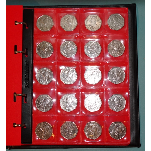 188 - Three Schultz albums of Beatrix Potter character 50p coins 2016-2018, approximately 460 coins.... 