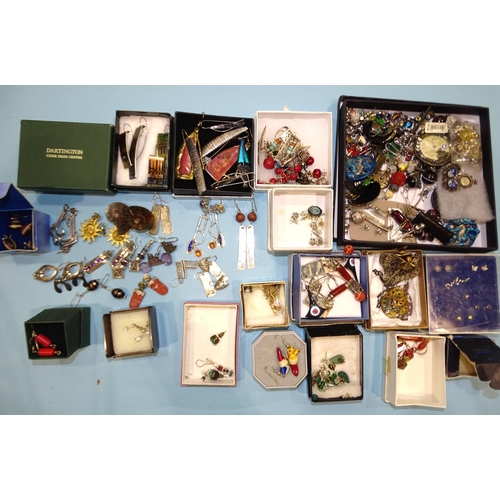 224 - A large quantity of earrings, pierced settings, many stone-set, (some boxed).