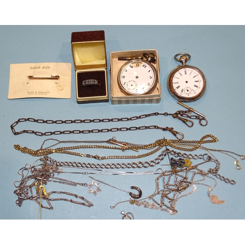 232 - A Ligne Droite Remontoir 15-jewel top-wind pocket watch (a/f), another silver-cased pocket watch (a/... 