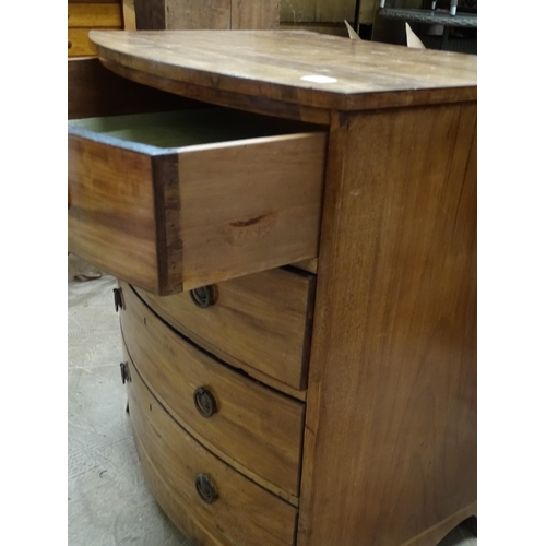 6 - A mahogany bow-fronted chest of four small drawers, on bracket feet, 63cm wide, 72cm high and a dama... 