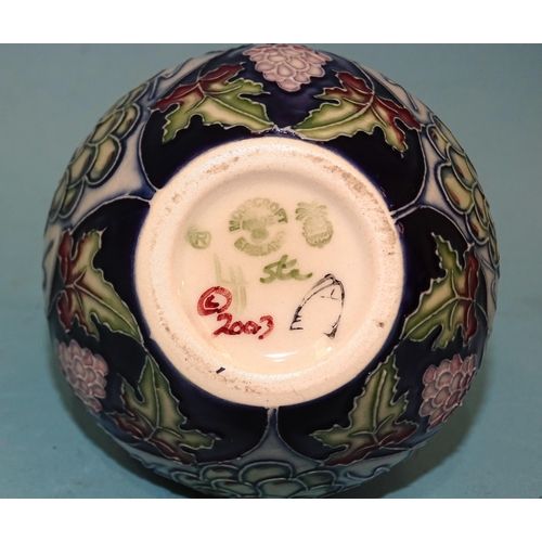 91 - A small modern Moorcroft ceramic pot of baluster shape, line-decorated with grapes and vines, painte... 