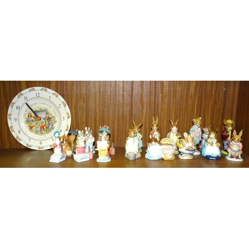 103 - A collection of nine Beswick Beatrix Potter figures: 'Hunca Munca', (ear chipped), 'Chippy Hackee', ... 