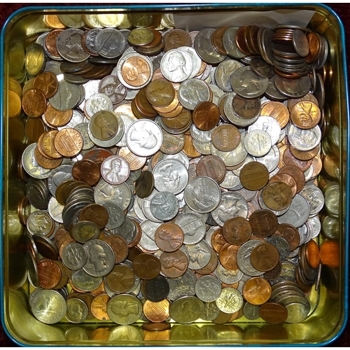 98 - A large collection of British, USA and other foreign coinage, the contents of two tins.... 