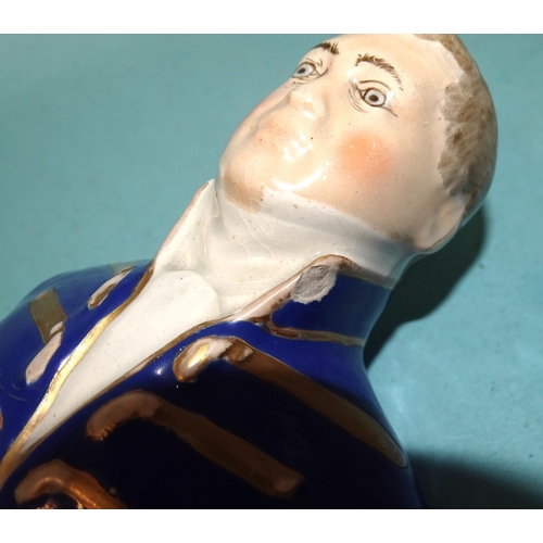 104 - A Staffordshire miniature bust of a Regency gentleman, (a/f), Bunnykins ceramics, a smoker's cabinet... 