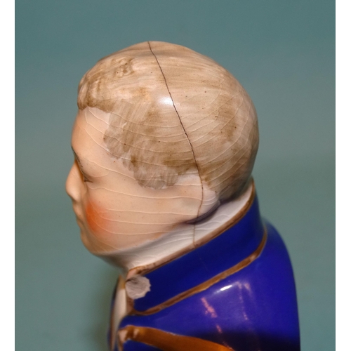 104 - A Staffordshire miniature bust of a Regency gentleman, (a/f), Bunnykins ceramics, a smoker's cabinet... 