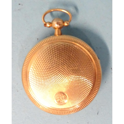 288 - A small 18ct gold open face pocket watch, the gilt dial and fusée movement marked 