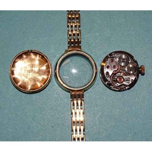 294 - A lady's 9ct gold Tudor Royal wrist watch 1961, on Rolex 9ct gold gate-link bracelet, case numbered ... 