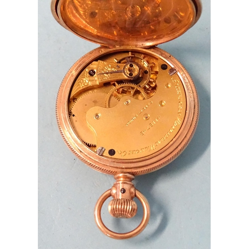 295 - A small 18k-gold-cased open-face key-wind pocket watch, with gilt dial and engraved case, metal cuve... 