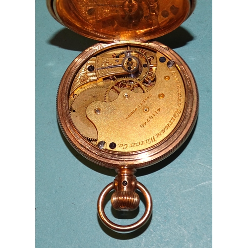 295 - A small 18k-gold-cased open-face key-wind pocket watch, with gilt dial and engraved case, metal cuve... 