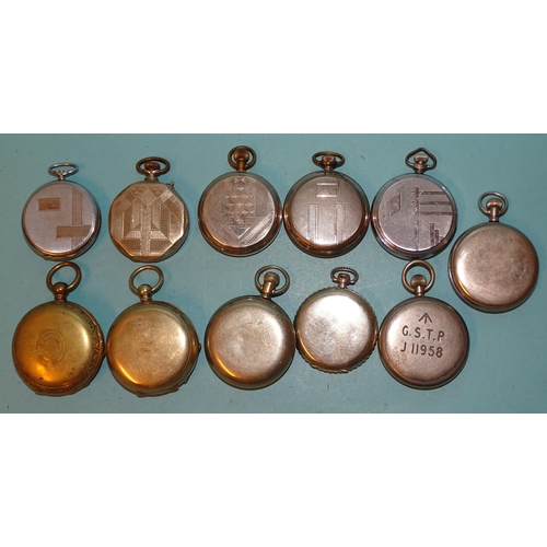 299 - A GSTP military open-face metal-cased pocket watch 