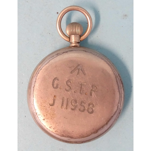 299 - A GSTP military open-face metal-cased pocket watch 